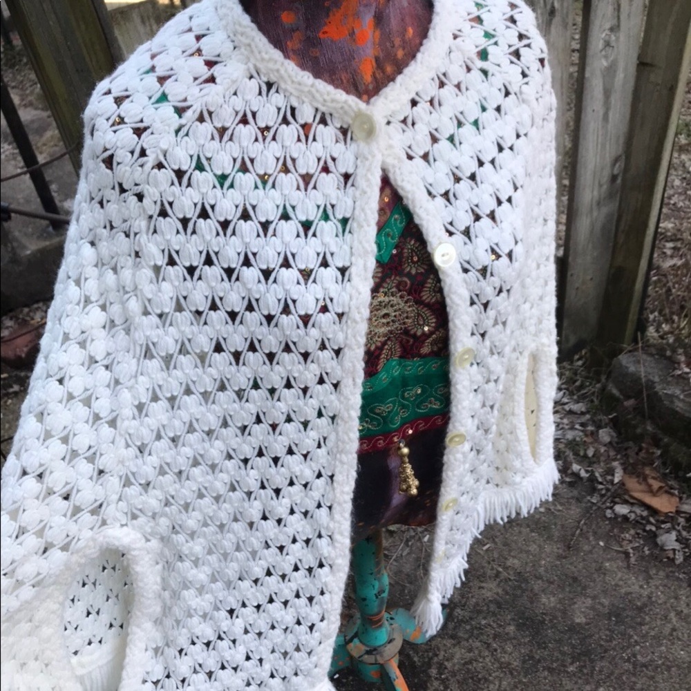 60s Crocheted Poncho // Shawl